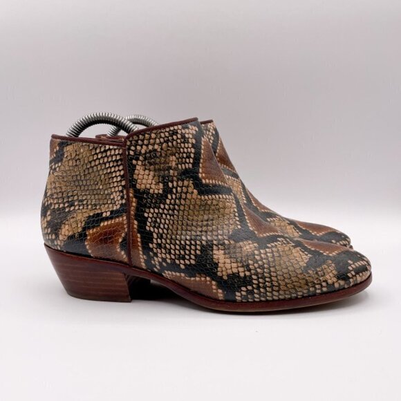 Sam Edelman Leather Snake Print Ankle Booties women's size 7.5 - Picture 1 of 11